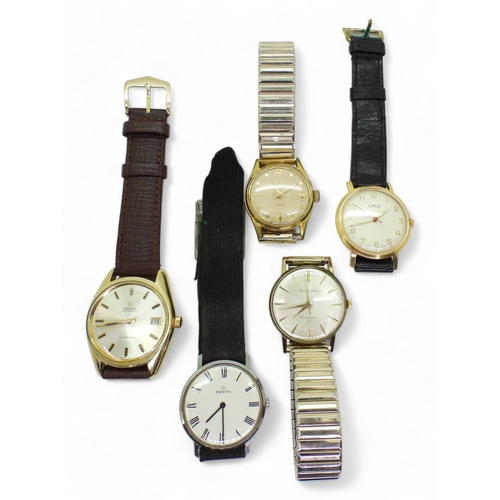 782 - A gold plated Omega Automatic Seamaster, calibre 565, movement number 33043994, together with four f... 