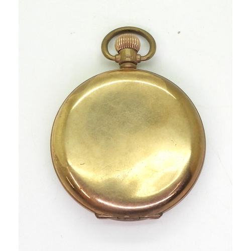 799 - A 9ct gold Waltham full hunter pocket watch, diameter 5cm, weight including mechanism 92gms