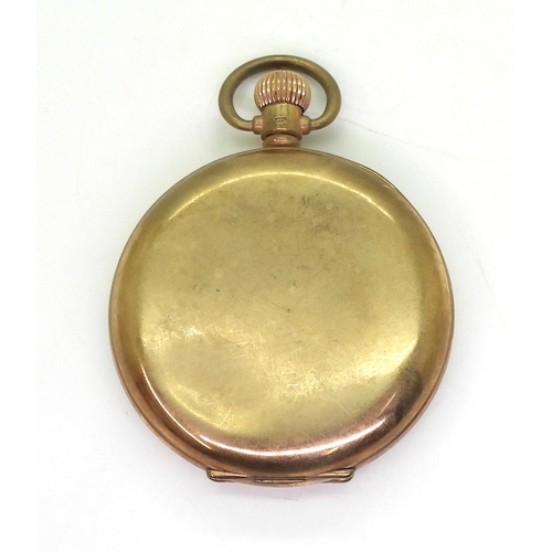 799 - A 9ct gold Waltham full hunter pocket watch, diameter 5cm, weight including mechanism 92gms