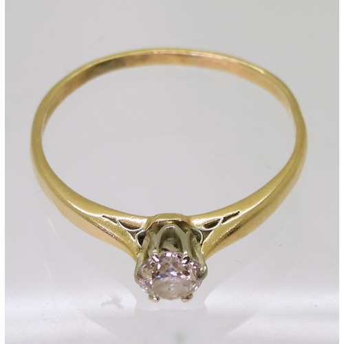 809 - An 18ct gold diamond solitaire ring set with an estimated approx 0.37cts, finger size T1/2, weight 1... 