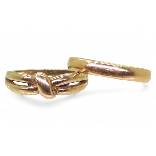 812 - An 18ct gold wedding ring, size P, weight 3.5gms, together with a 9ct gold ring, size N1/2, weight 1... 