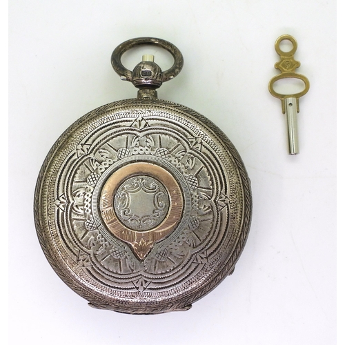 854 - A silver open face pocket watch, marked for Jesse Hallam of Chester, 1900