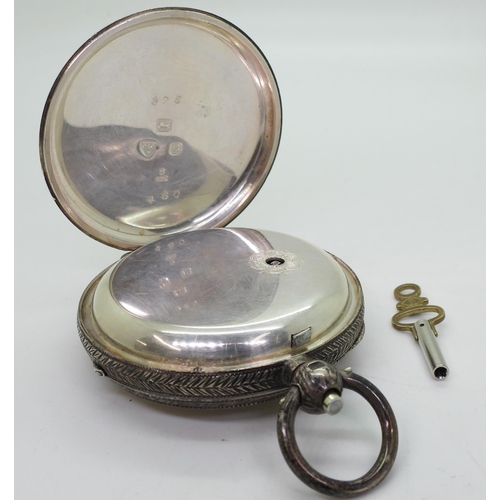 854 - A silver open face pocket watch, marked for Jesse Hallam of Chester, 1900