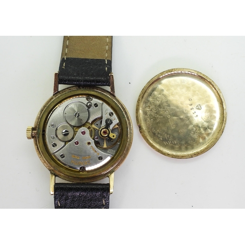 874 - A 9ct gold Zenith wristwatch, together with a vintage wristwatch marked New Gate and a further marke... 