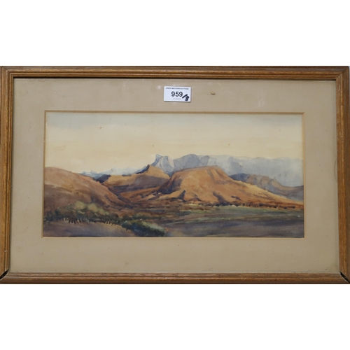 959 - SCOTTISH SCHOOL MOUNTAINOUS LANDSCAPEWatercolour, 20 x 35cmTogether with an etching (2)... 