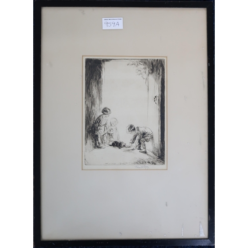 959A - EILEEN ALICE SOPER (ENGLISH 1905-1990) THE STRAY Etching, signed lower right, 20 x 16cm... 