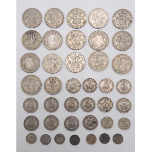 419 - A lot of British pre-1947 silver coins approximately 320 grams