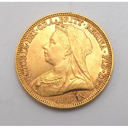 422 - VICTORIA (1837-1901) 1 SOVEREIGN 1893 MELBOURNEObverse older crowned and veiled bust ('Old Head') of... 