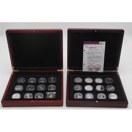 424 - The Crown Jewels Silver Proof Coin Set Adorned With Real Precious Stones with COA  together with two... 