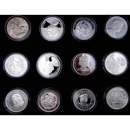 424 - The Crown Jewels Silver Proof Coin Set Adorned With Real Precious Stones with COA  together with two... 