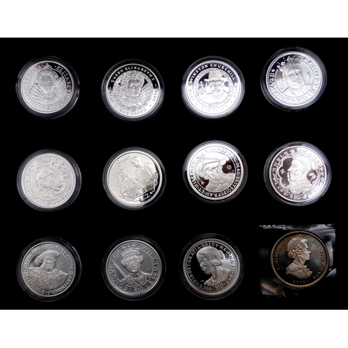 424 - The Crown Jewels Silver Proof Coin Set Adorned With Real Precious Stones with COA  together with two... 