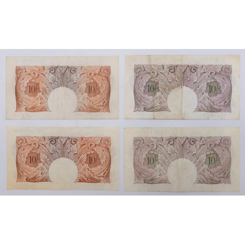 429 - 10 Shillings Banknotes without thread ObverseRed-brown. Seated figure of Britannia at left ... 