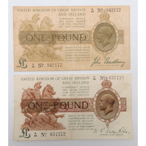 430 - GEORGE V (1910-1936) £1 BANKNOTEObverseBrown. Portrait of King George V at right, George ... 