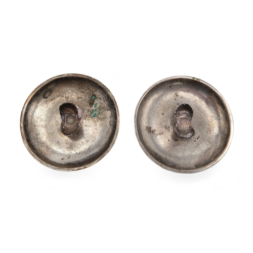 2456 - TWO CHINESE SILVER INGOT ASHTRAYS stamped Stirling, 9cm diameter, 166gms / 5.33oz, combined, white m... 