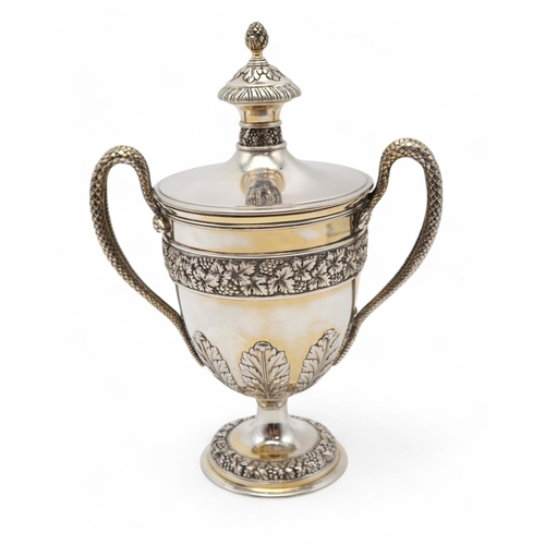 2535 - AN EDWARDIAN SILVER GILT TROPHY CUP AND COVERby James & William Deakin, London 1908, with a case... 