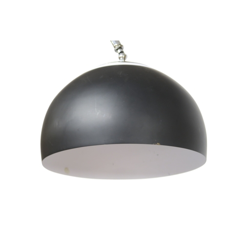 2115 - A 20TH CENTURY ARCO STYLE STANDARD LAMP with metallic and opaque shade suspended from chromed a... 