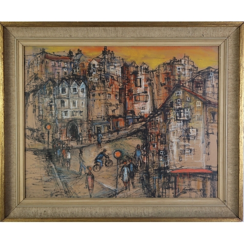 2983 - FLORA WOOD (SCOTTISH 1908 -1998)(POSSIBLY) EDINBURGH OLD TOWNMixed media on paper, inscribed indisti... 