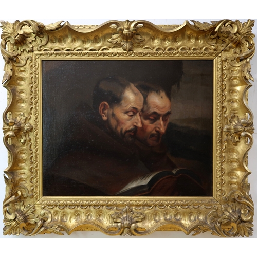 2998 - FOLLOWER OF ANTHONY VAN DYCK (POSSIBLY 18TH CENTURY)TWO MONKS READING Oil on canvas, 50 X 63CM ... 