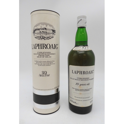 2691 - LAPHROAIG UNBLENDED 10 YEARS OLD SCOTCH WHISKYOne Bottle Of Laphroaig Unblended Islay Malt Scotch Wh... 