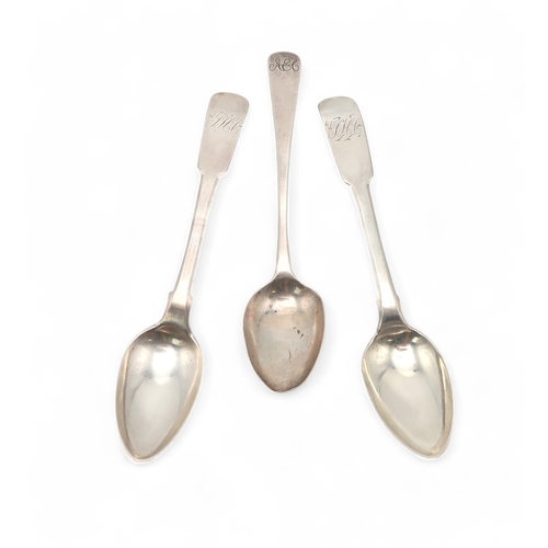 2540 - BANFF;a pair of Scottish provincial silver teaspoons, by W. Simpson & JS, c.1830, monogrammed, 1... 