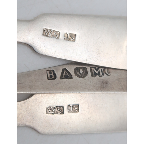 2540 - BANFF;a pair of Scottish provincial silver teaspoons, by W. Simpson & JS, c.1830, monogrammed, 1... 