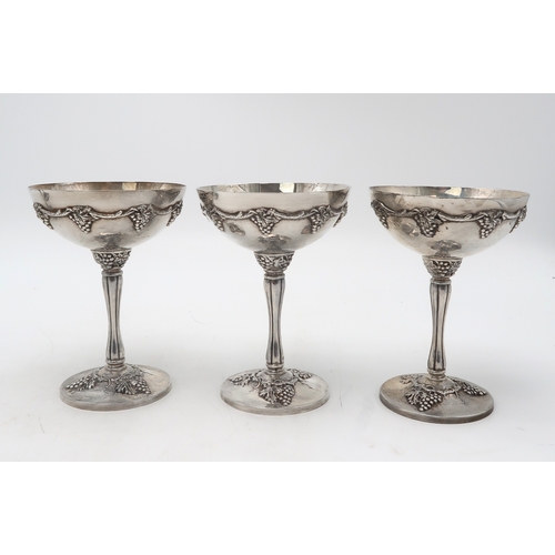 2545 - A SET OF SIX SPANISH SILVER CAVA CUPSBarcelona, marked '390B' in hexagonal punch, with star mark, th... 