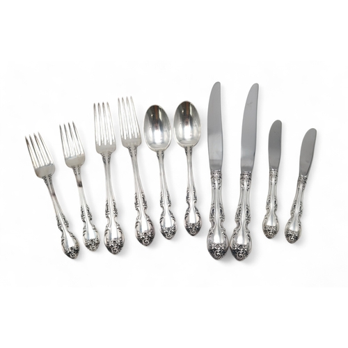 2548 - GORHAM;A ten piece silver cutlery set, in the Melrose pattern, comprising two table forks, two desse... 