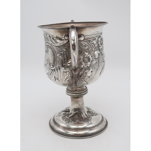 2548A - A VICTORIAN SILVER TWIN-HANDLED TROPHY CUPby E S Barnsley & Co, Birmingham 1896, chased and engr... 