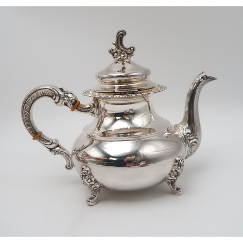 2549 - A GERMAN SILVER FOUR PIECE TEA SERVICEmarked 'ORIGINAL ALT-HEIDELBERG 925 STERLING', of baluster for... 