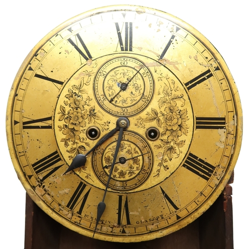 2033 - A 19TH CENTURY SCOTTISH P. MARTIN, GLASGOW DRUMHEAD LONGCASE CLOCKwith gilded dial bearing Roman num... 