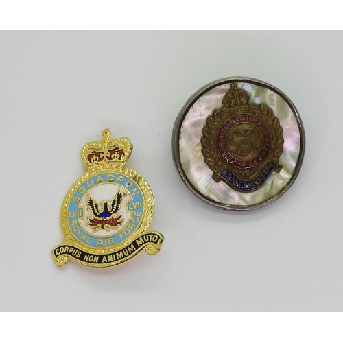 2616 - A COLLECTION OF SWEETHEART BROOCHES & CLAN BADGESa 9ct rose gold Seaforth Highlanders brooch, en... 