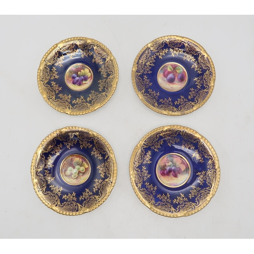 2259 - PARAGON GOLDEN HARVEST TEA WARES including four saucers and five cups, all cups signed by A Hol... 