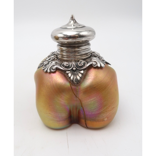 2260 - LOUIS COMFORT TIFFANY (AMERICAN, 1848-1933)An iridescent silver mounted scent bottle, an iridescent ... 