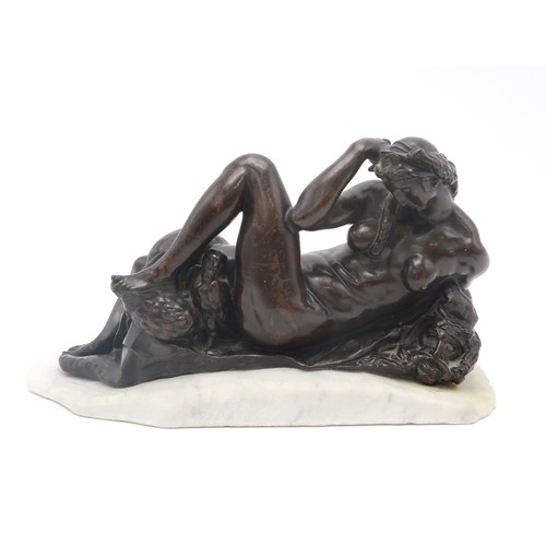 2261 - AFTER MICHELANGELO BUONARROTI (ITALIAN 1475-1564)A pair of French bronze sculptures of Day and Night... 