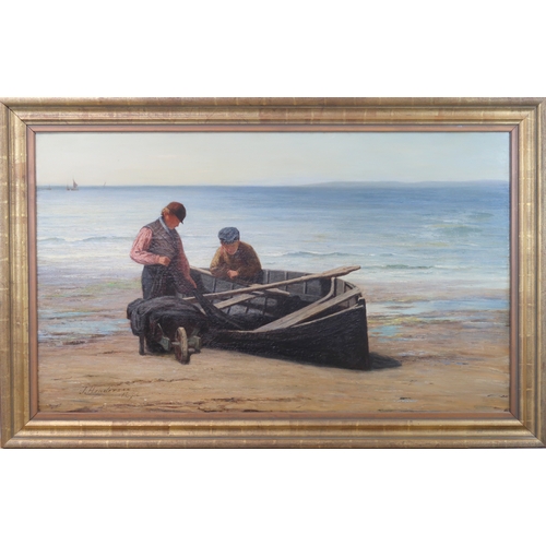 901 - JOSEPH HENDERSON RSW (SCOTTISH 1832-1908)  BOYS ON THE SHORE Oil on canvas, signed lower left, dated... 