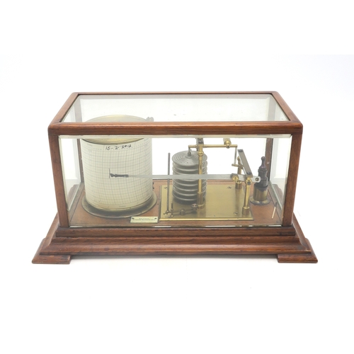 2651 - A BAROGRAPH BY J. LIZARS, LONDON, GLASGOW, Etc.In oak case, glazed with bevelled panes, measuring ap... 