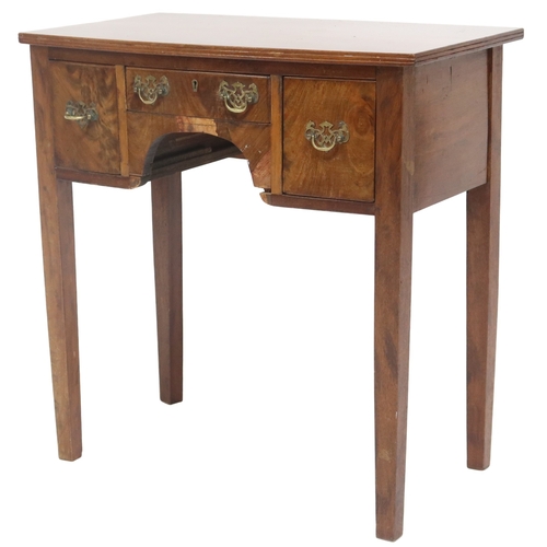 2039 - A 19TH CENTURY MAHOGANY BOWFRONT LOWBOY with single central drawer over shaped apron flanked by... 