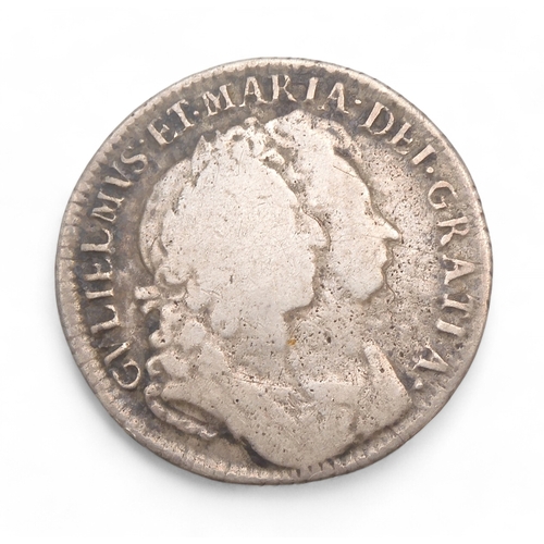 2555A - WILLIAM III, MARY (1689-1694) 1 SHILLING 1693ObverseConjoined laureate and draped busts of King Will... 