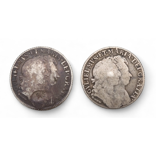 2555B - WILLIAM III, MARY (1689-1694) 1 SHILLING 1692ObverseConjoined laureate and draped busts of King Will... 