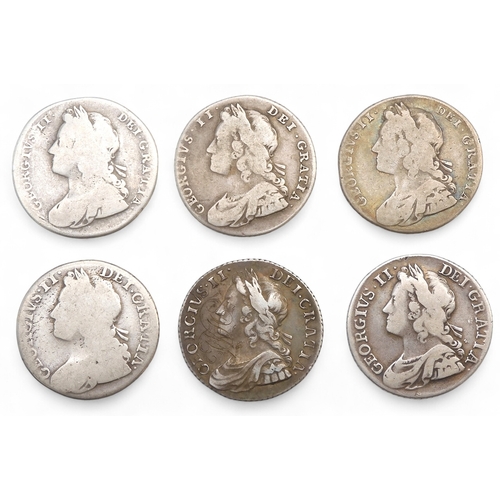 2560F - GEORGE II (1727-1760) 1 SHILLING 1737ObverseOlder laureate and draped bust of King George II left, l... 