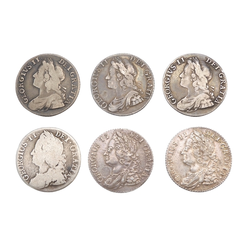 2560H - GEORGE II (1727-1760) 1 SHILLING 1745 ObverseOlder laureate and draped bust of King G... 