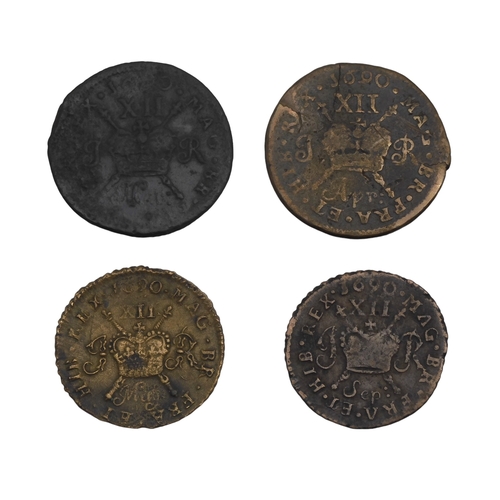 2563B - JAMES II (1685-1691) GUNMONEY COINAGE 16901690 March 6.49 grams 26mm Ø1690 September 4.47 grams 23mm... 