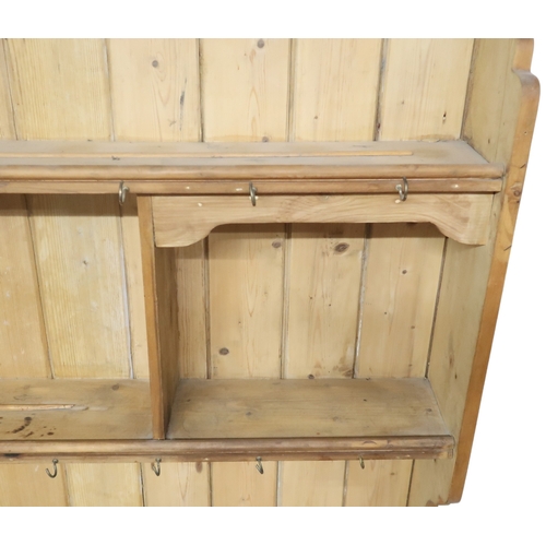 2051 - A LARGE PINE FARMHOUSE STYLE KITCHEN DRESSERconverted from an earlier larder table dresser has a lat... 