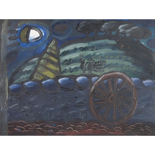 967 - CONTEMPORARY SCHOOL LANDSCAPE AT MOONLIGHT Oil on board, signed lower right, 46 x 61cm... 