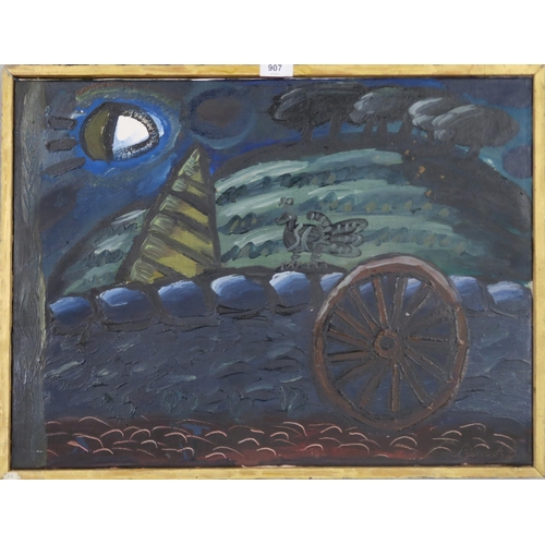 967 - CONTEMPORARY SCHOOL LANDSCAPE AT MOONLIGHT Oil on board, signed lower right, 46 x 61cm... 