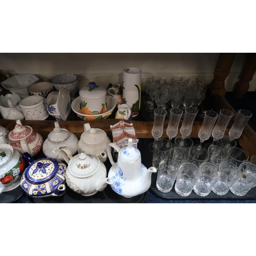 237 - A collection of teapots, some novelty, ceramic planters, drinking glasses etc