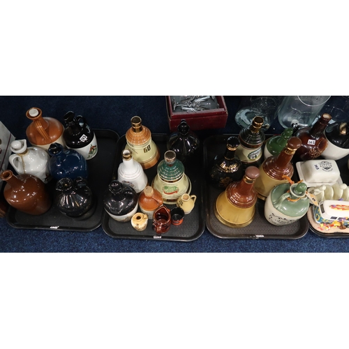 243 - Assorted whisky decanters, kilner jars with taps, Roslyn China teaset, Salisbury tea set and a slate... 