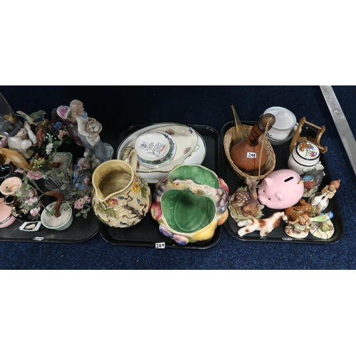 244 - Assorted ceramics and glass including Chinese figures, Hummel figures, glass trees etc