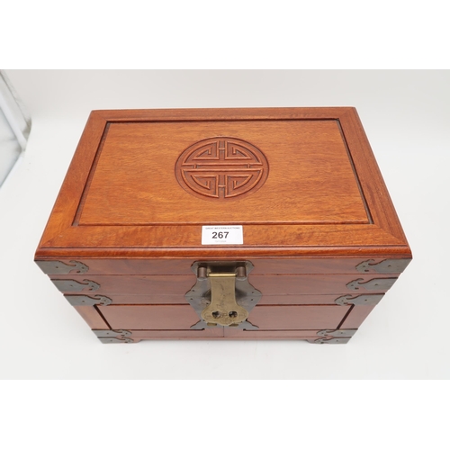 267 - A Chinese wooden jewellery box