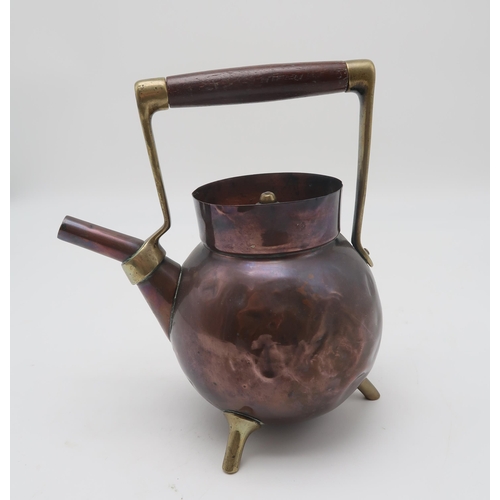 293 - A Christopher Dresser copper and brass kettle, designed for Benham & Froud, of spherical form, w... 